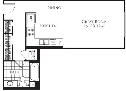 Studio, 1 bath, 576 sqft, $2,018