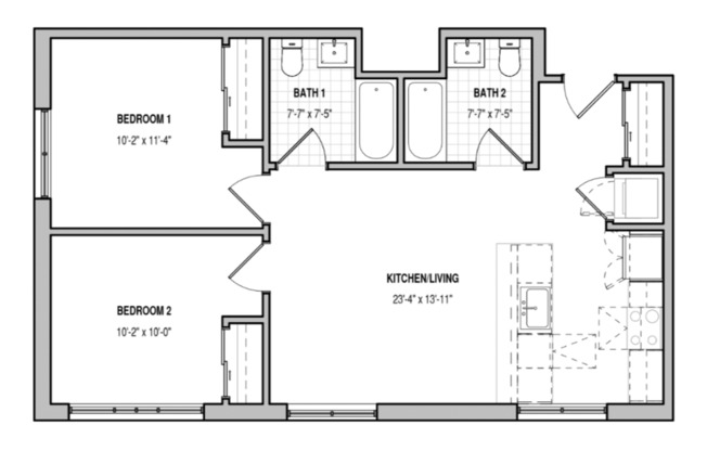 2 beds, 2 baths, 800 sqft, $2,613, Unit 312