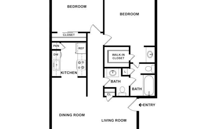 2 beds, 1.5 baths, 928 sqft, $1,244