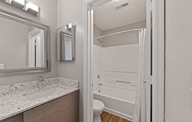 Updated In-Suite Master Bathroom at Patchen Oaks Apartments, Lexington, Kentucky 40517