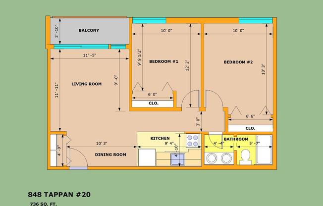 2 beds, 1 bath, 693 sqft, $2,365, Unit 06