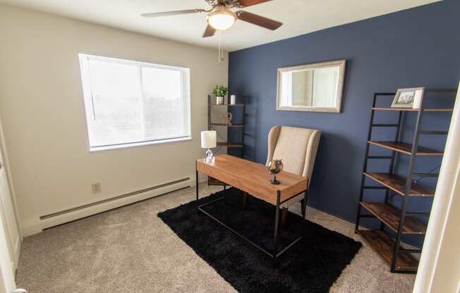This is a photo of the second bedroom in the 705 square foot 2 bedroom, 1 bath apartment at Lisa Ridge Apartments in the Westwood neighborhood of Cincinnati, Ohio.