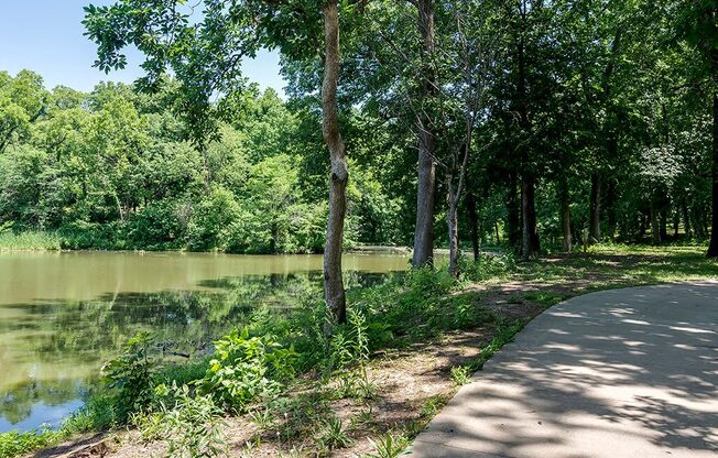 a path next to a body of water