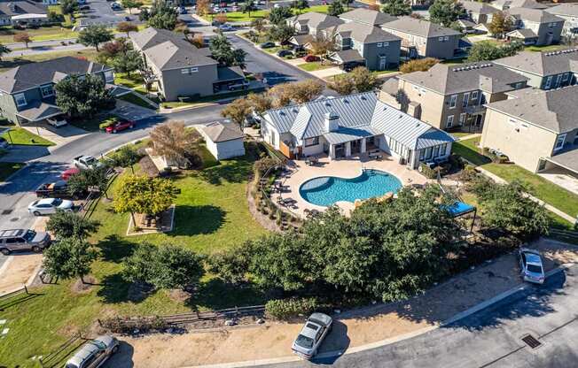 Pool aerial at Links at Forest Creek in Round Rock Texas near Austin