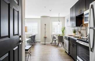 open concept floor plan with full size kitchen