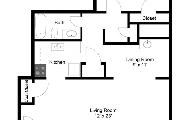 1 bed, 1 bath, 773 sqft, $1,475, Unit 62