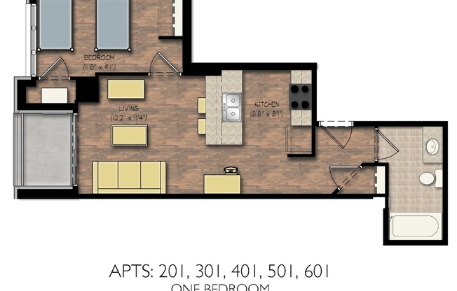 1 bed, 1 bath, 550 sqft, $1,850, Unit #301