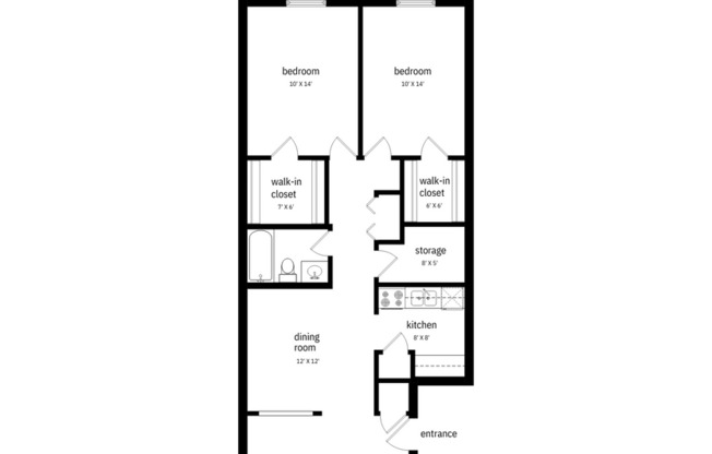 2 beds, 1 bath, 1,045 sqft, $1,665, Unit 8103-18