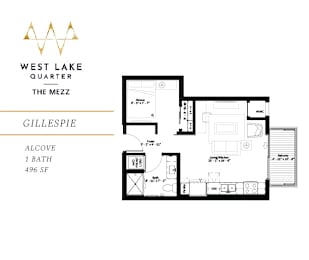 Studio, 1 bath, 496 sqft, $1,482