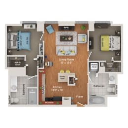 2 beds, 2 baths, 960 sqft, $2,835