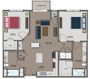 2 beds, 2 baths, 1,068 sqft, $2,187