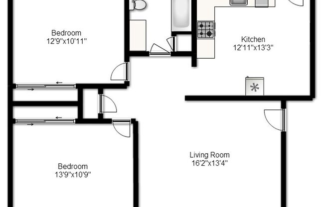 2 beds, 1 bath, 903 sqft, $1,170, Unit J-7