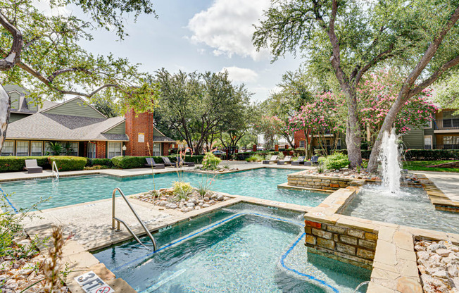 Pool With Fountain at Hunters Hill, Dallas, Texas