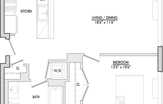 1 bed, 1 bath, 665 sqft, $3,110, Unit 818