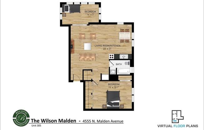 2 beds, 1 bath, 750 sqft, $2,350, Unit 305
