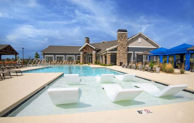 Pool Side Relaxing Area With Sundeck at Watermark at Harvest Junction, Longmont, CO, 80501