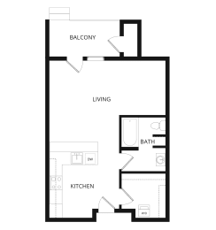 Studio, 1 bath, 570 sqft, $1,310