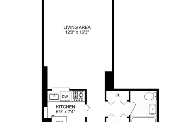 Studio, 1 bath, 400 sqft, $2,850, Unit 18K