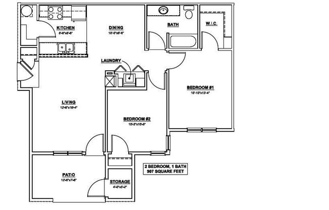 2 beds, 1 bath, 907 sqft, $1,700, Unit 7-306