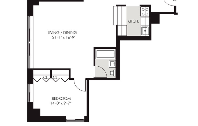 1 bed, 1 bath, 697 sqft, $4,575, Unit 2703