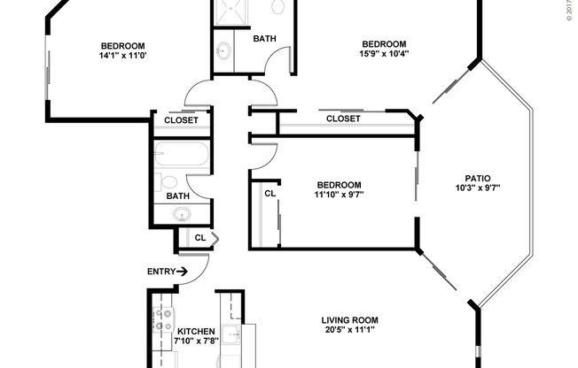 3 beds, 2 baths, 965 sqft, $2,758