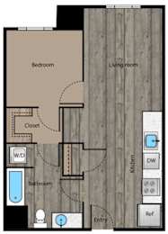 1 bed, 1 bath, 707 sqft, $1,550