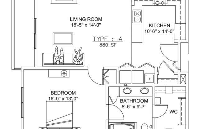 1 bed, 1 bath, 880 sqft, $2,400, Unit 402