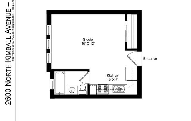 Studio, 1 bath, 343 sqft, $1,350, Unit 409