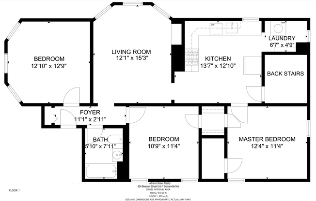 3 beds, 1 bath, 1,000 sqft, $3,850, Unit 1