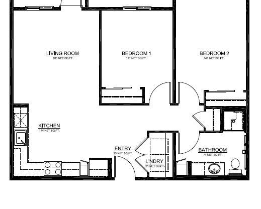 2 beds, 1 bath, $585