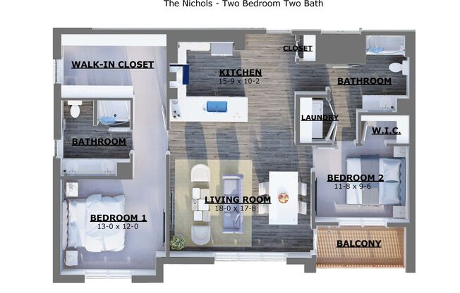 The Nichols - Two Bedroom Two Bath