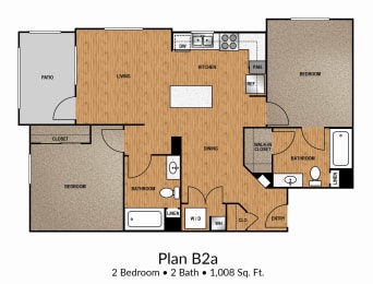 2 beds, 2 baths, 1,008 sqft, $1,965