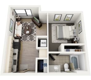 1 bed, 1 bath, 476 sqft, $2,139
