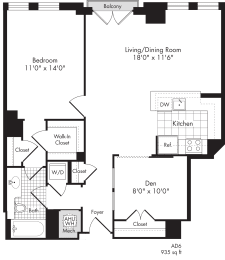 1 bed, 1 bath, 935 sqft, $2,400