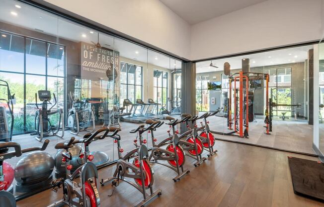 Apartments in Cornelius For Rent - The Junction at Antiquity Fitness Center with Cycle Bikes and Cardio Equipment