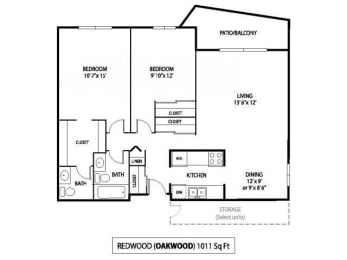 2 beds, 1.5 baths, 1,011 sqft, $1,800