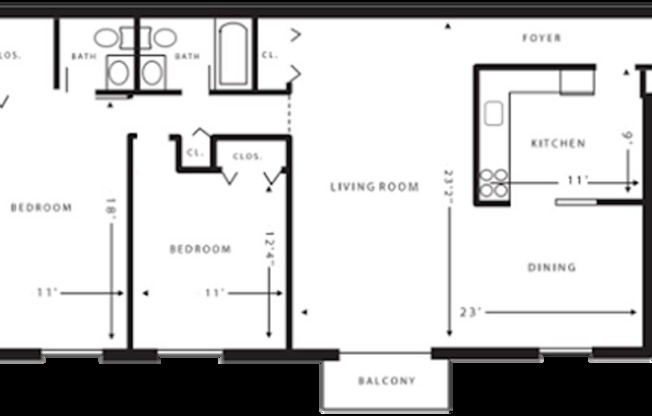 2 beds, 1.5 baths, 1,035 sqft, $1,530, Unit 7-610