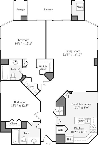 2 beds, 2 baths, 1,209 sqft, $3,852, Unit 1201