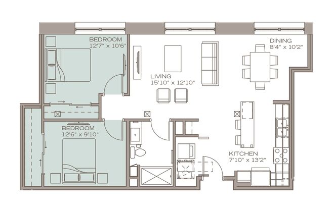 2 beds, 1 bath, 933 sqft, $2,350, Unit 404