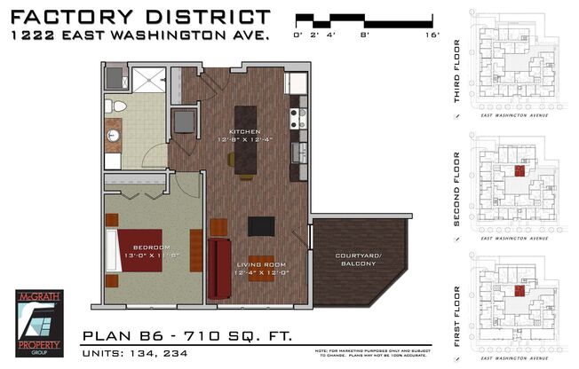 1 bed, 1 bath, 710 sqft, $1,770, Unit 134