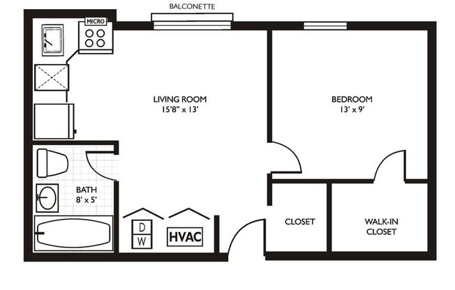 1 bed, 1 bath, 373 sqft, $1,850, Unit 210