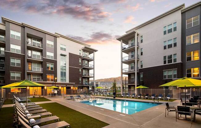 Large Sun Deck and Swimming Pool at Veranda Apartments, Draper, Utah