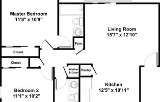 2 beds, 2 baths, 862 sqft, $1,050, Unit 1100F