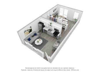 Studio, 1 bath, 479 sqft, $1,326