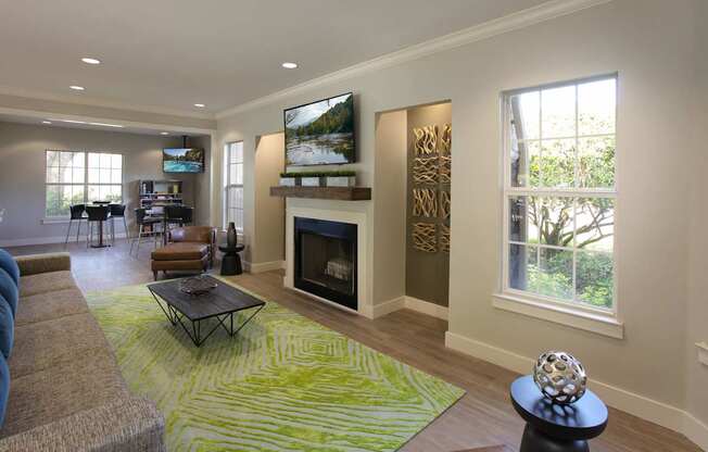 Clubhouse with fireplace, TV and WiFi