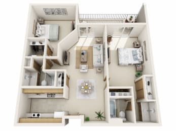 2 beds, 2 baths, 1,010 sqft, $1,635