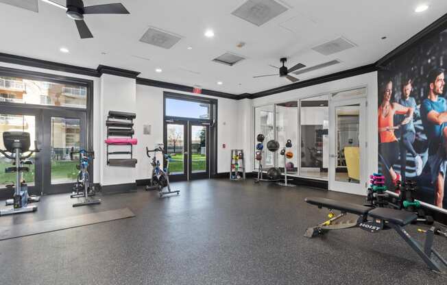 the gym at the flats at big tex apartments