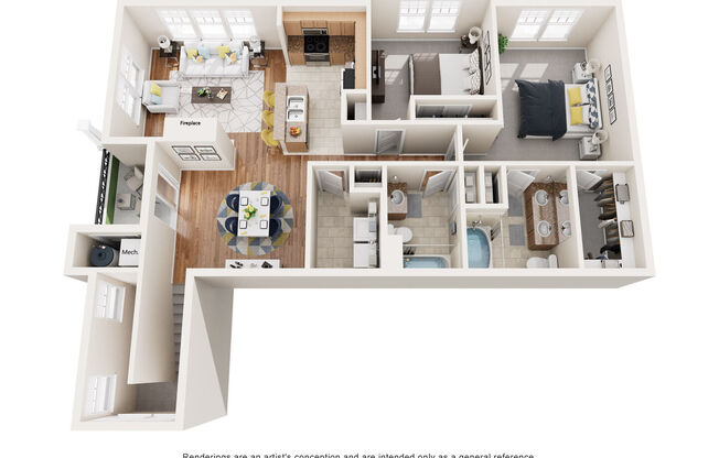 2 beds, 2 baths, 1,108 sqft, $2,364