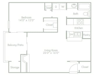 1 bed, 1 bath, 832 sqft, $1,175