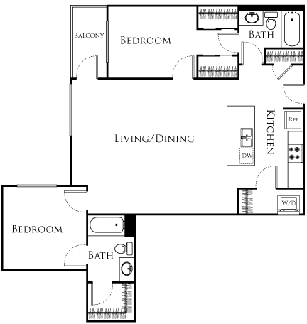 2 beds, 2 baths, 1,130 sqft, $2,590, Unit 129